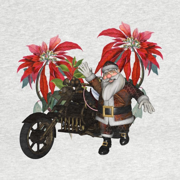 Steampunk Santa Claus with steampunk motorcycle is on the way to you by Nicky2342